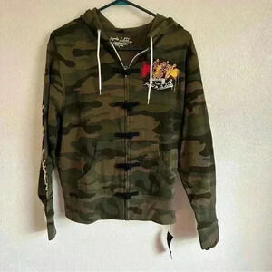 Designed By The Streets Camo Hoodie Tiger Graphic Women Small Skater‎ Streetwear